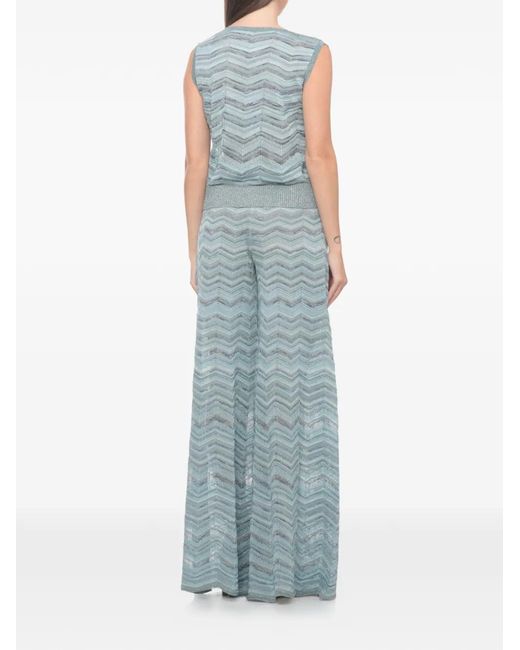D.exterior Blue Chevron-Knit Sleeveless Sweater