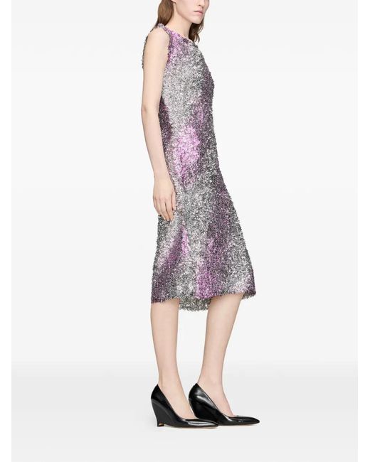 Maison Margiela Purple Foil Stripe-Pattern Dress