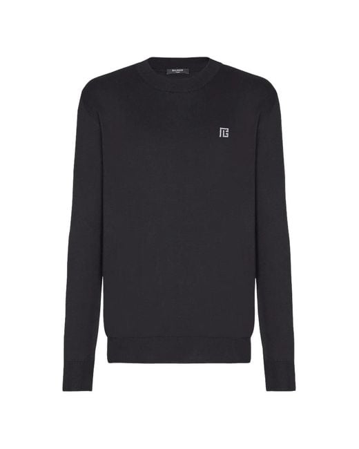 Balmain Black Logo-Detail Long-Sleeve T-Shirt for men