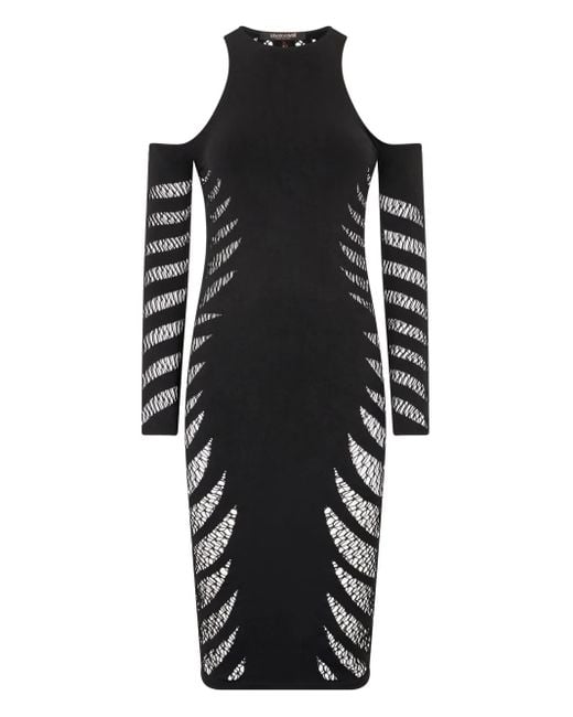 Roberto Cavalli Black Ripped-Effect Dress