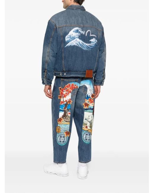 Moose Knuckles Blue X Evisu Graphic Print Jacket for men