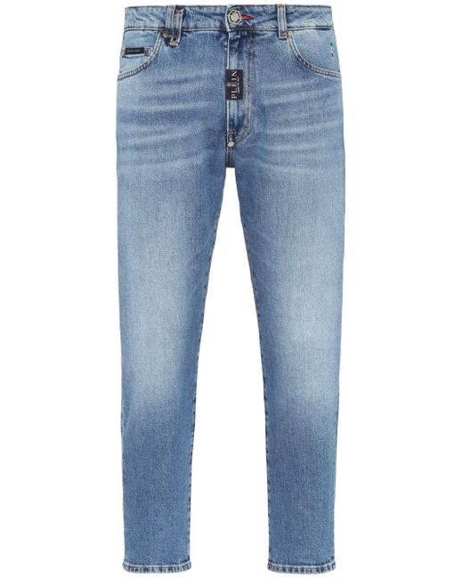 Philipp Plein Blue Detriot Straight-leg Cropped Jeans for men