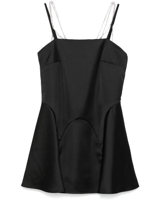 Gcds Black Satin Mini Dress