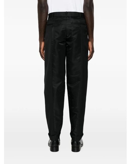 Undercover Black Satin-Panel Tailored Trousers for men