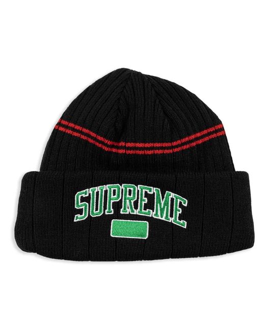 Supreme Black Logo-Embroidered Beanie
