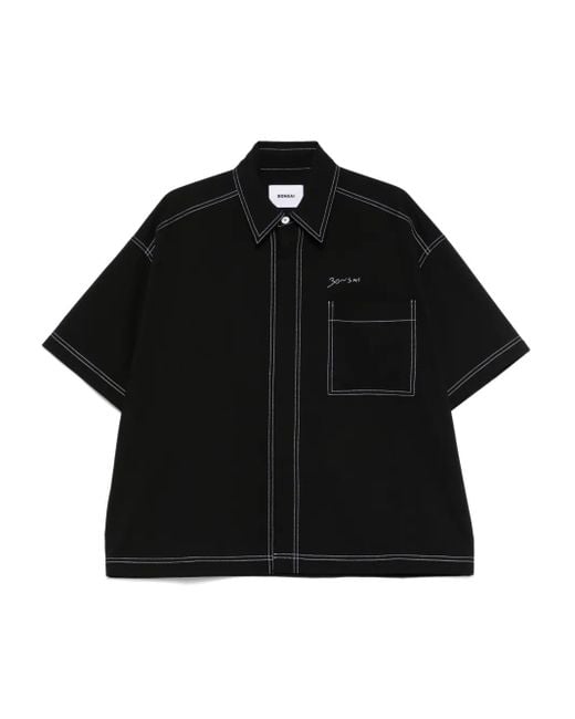 メンズ Bonsai コントラストステッチ シャツ Black