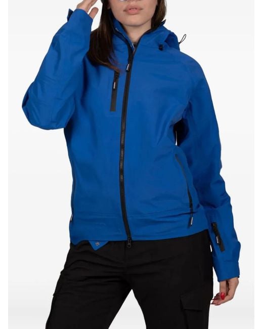 PODHIO Blue Hooded Zip-Front Jacket