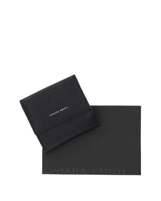 Liviana Conti Black Small Grained Flap Wallet