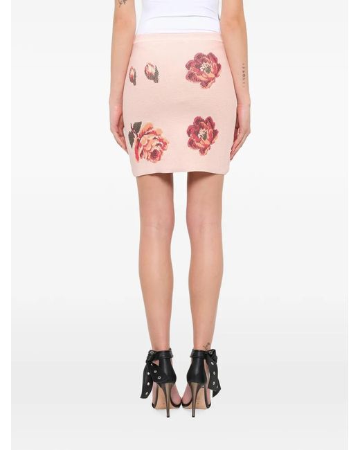 McQueen Pink Tapestry Jacquard Mini Skirt