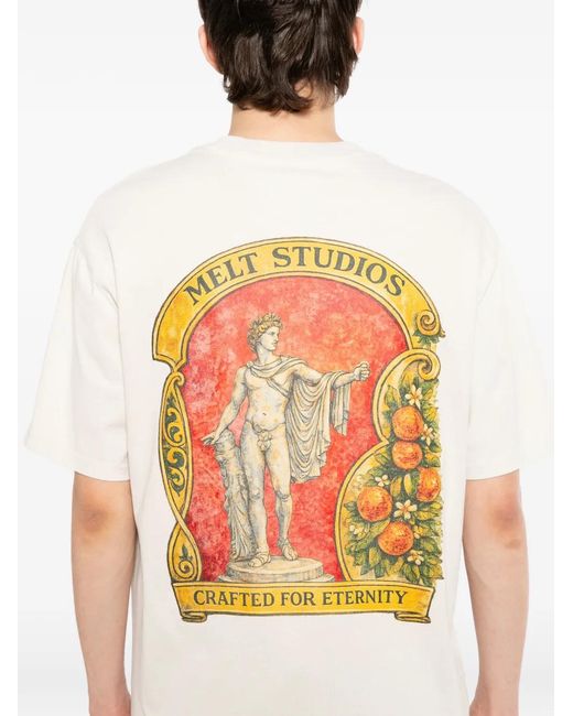 Melt White Graphic-Print T-Shirt for men