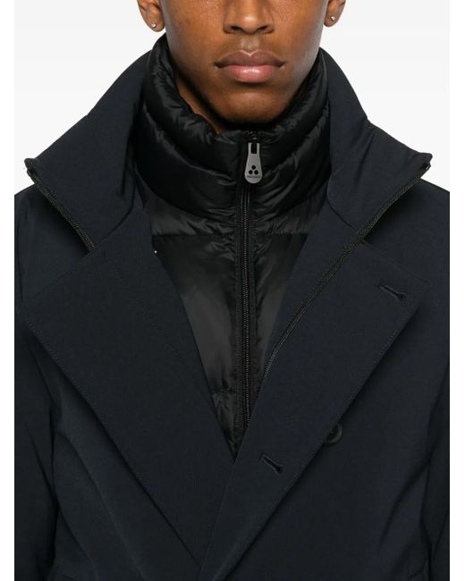Peuterey Blue Double-Breasted High-Neck Coat for men