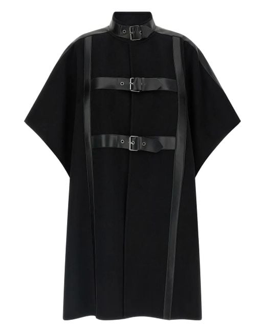 Twinset Black Buckle-Strap Wool-Blend Cape