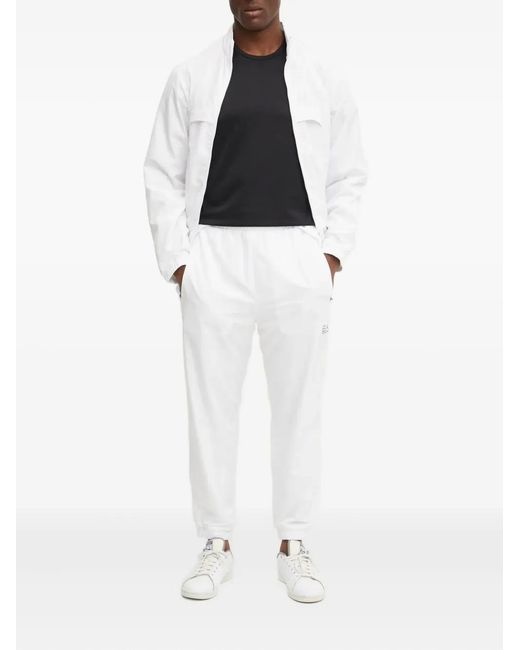 EA7 White Logo-Print Zip-Up Jacket for men