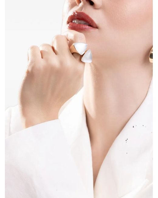 Vhernier White Freccia Rock Crystal And Mother-Of-Pearl Ring