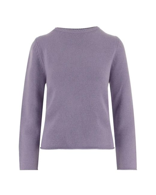 Allude Purple Crew Neck Long-Sleeve Sweater