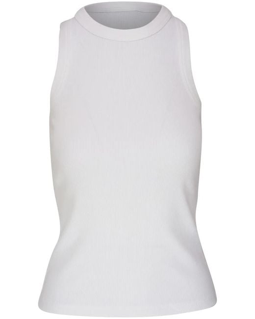 Veronica Beard White Sleeveless Ribbed Top