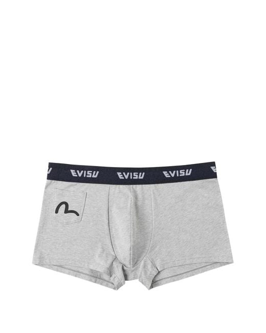 Evisu Gray Seagull-Print Logo-Waistband Boxers for men