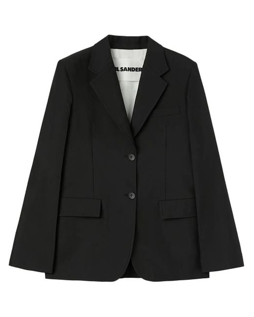 Jil Sander Black Single-Breasted Crepe Blazer