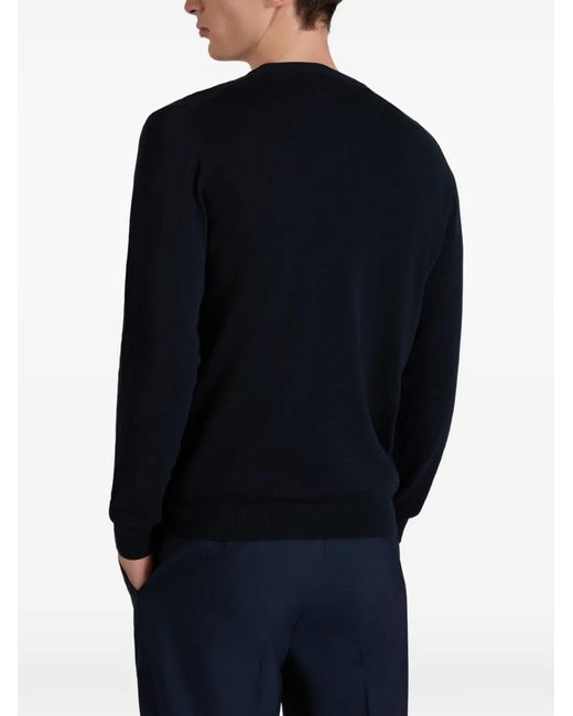 Zanone Blue Ribbed Crew-Neck Sweater for men