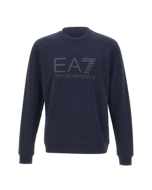 EA7 Blue Core Identity Tonal-Logo Sweatshirt for men