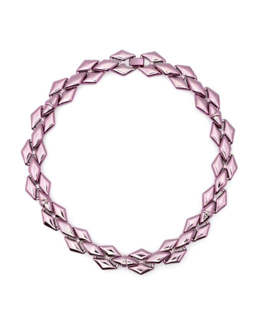 Patrizia Pepe Pink Metallic Chain-link Necklace