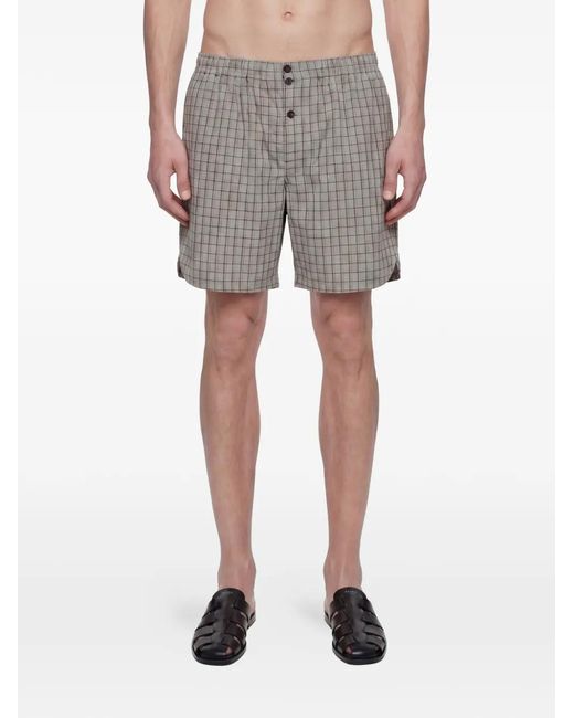 Hed Mayner Gray Check-Pattern Shorts for men