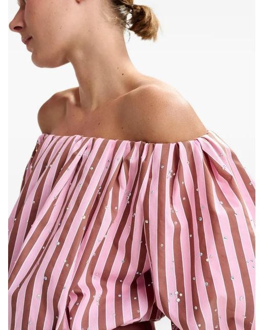 Essentiel Antwerp Red Striped Embellished Blouse