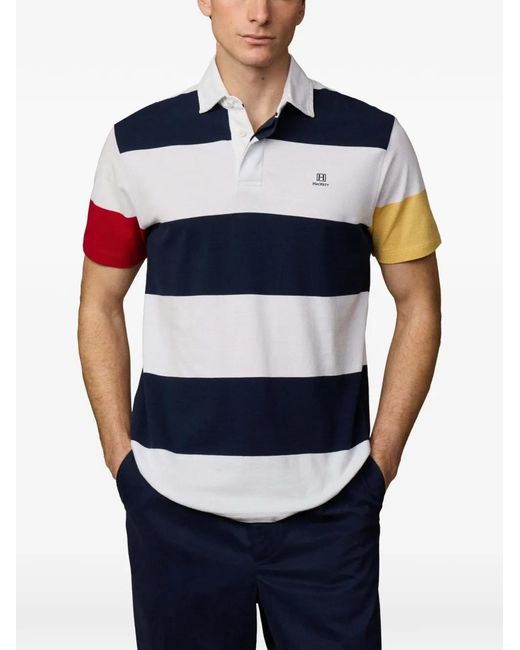 Hackett Blue Striped Rugby Polo Shirt for men