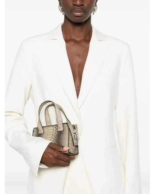 SAPIO White Mini Pitone Tote Bag
