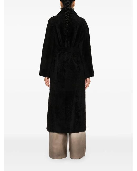 Yves Salomon Black Double-Breasted Coatq