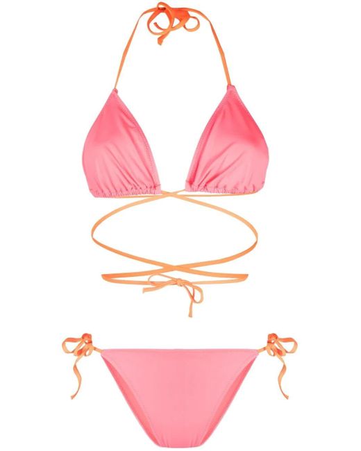 Noire Swimwear Pink Tanning Wrap-Style Bikini