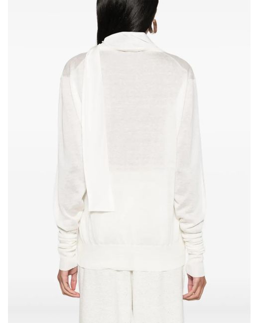 Fabiana Filippi White Relaxed Fit Knitwear With Deep V-Neck