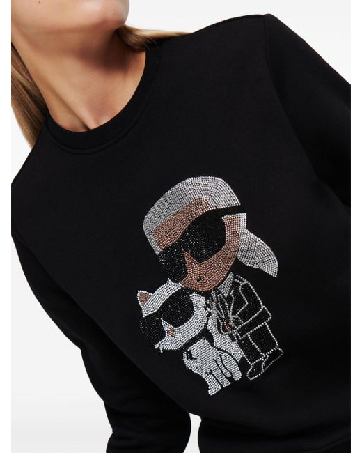 Karl Lagerfeld Black Ikonik Rhinestone-embellished Sweatshirt