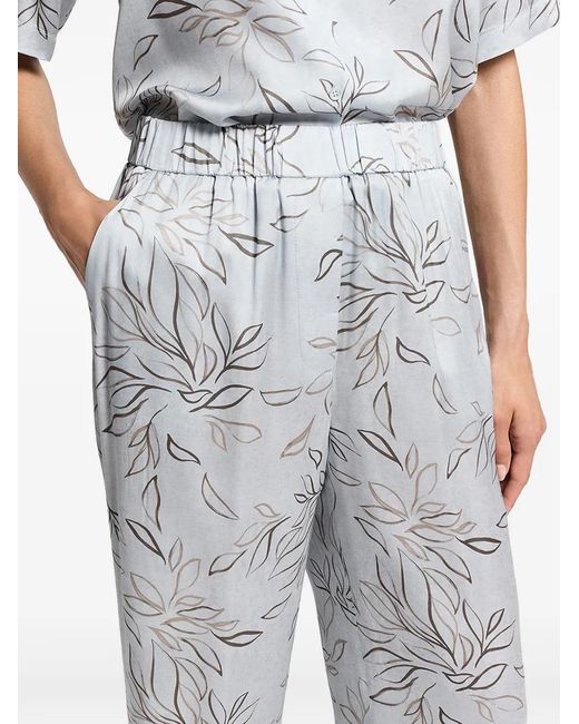 Peserico Gray Printed Satin Trousers