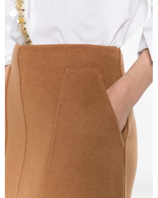 MAISON 123 Brown Camellia Patch Pockets Mini Skirt