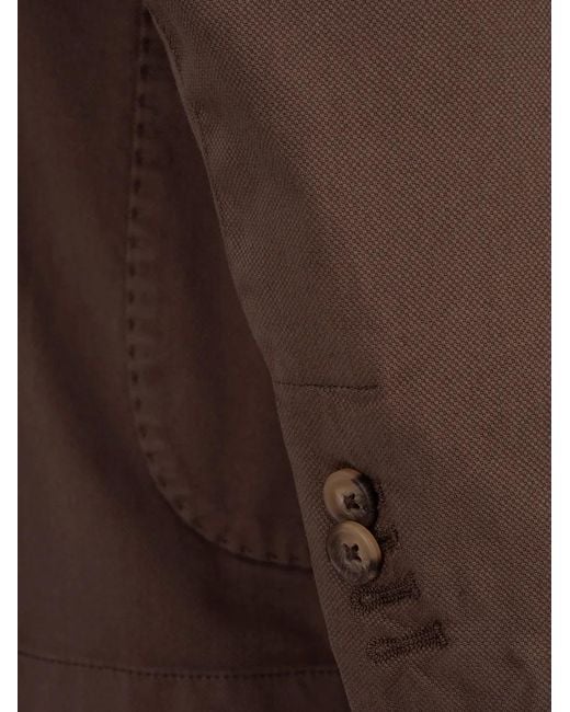 RUSSO CAPRI Brown Buttoned Cotton Blazer for men
