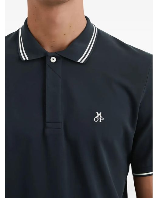 Marc O' Polo Blue Striped-Collar Polo Shirt for men