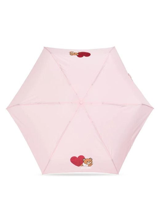 Moschino Pink Teddy Bear-Print Umbrella