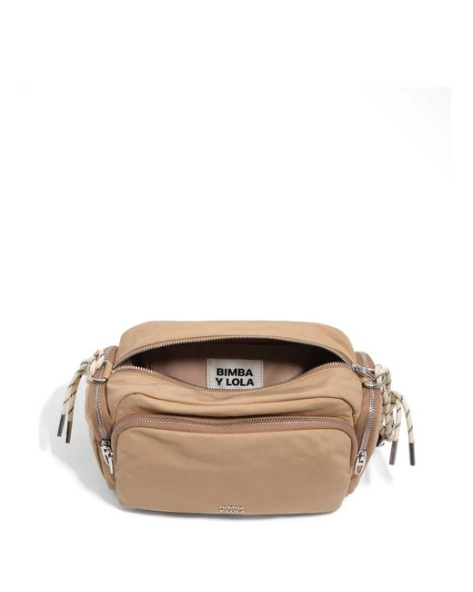 Bimba Y Lola Natural Medium Zip Rope Detail Cross Body Bag