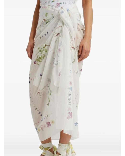 Pareo con estampado floral Erdem de color White