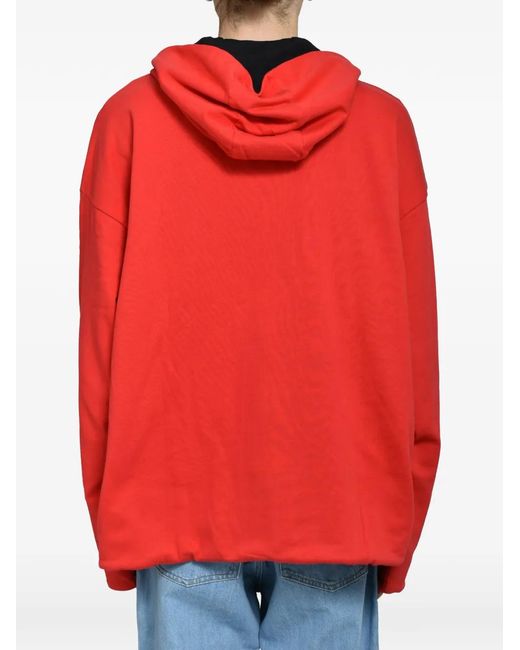 Martine Rose Red Reversible Logo-Print Hoodie for men
