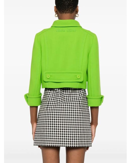 Miu Miu Green Double-Breasted Jacked