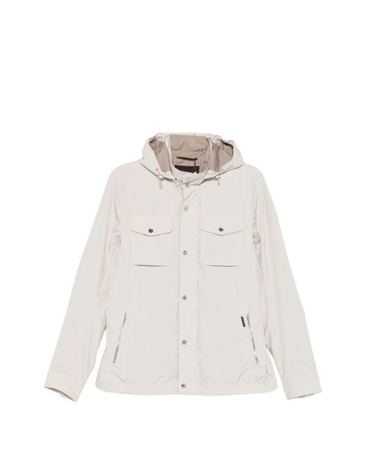 Moorer White Pocket Hooded Jacket for men