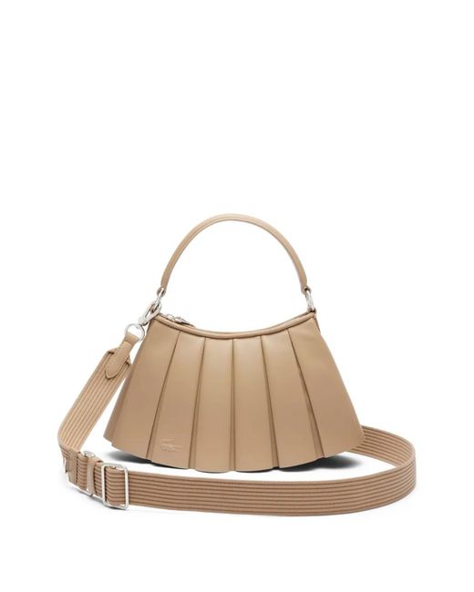 Lacoste White Lenglen Pleated Shoulder Bag