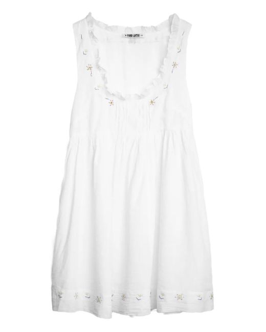 Ciao Lucia White Meissa Embroidered Ruffle-Detail Dress