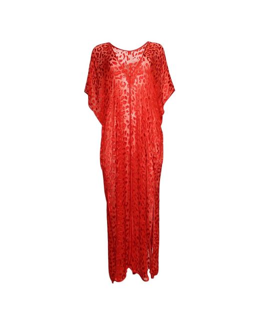 GRACE FAENA Red Leopard-Print Kimono