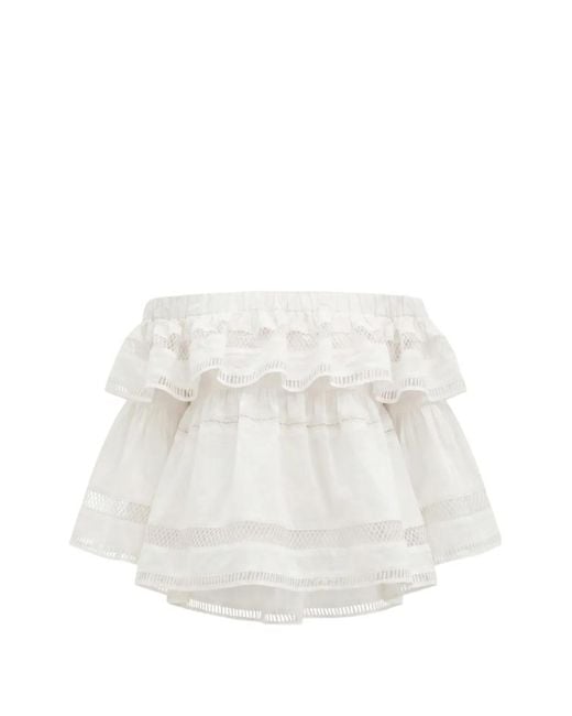 CHRISTY LYNN White Angela Ruffled Off-Shoulder Blouse