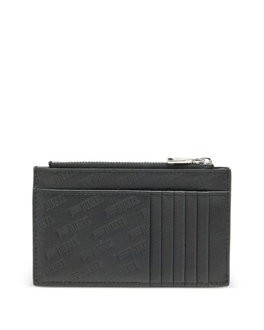 DIESEL Gray Monogram Embossed Card Case for men