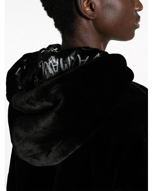 Emporio Armani Black Faux-fur Hooded Jacket