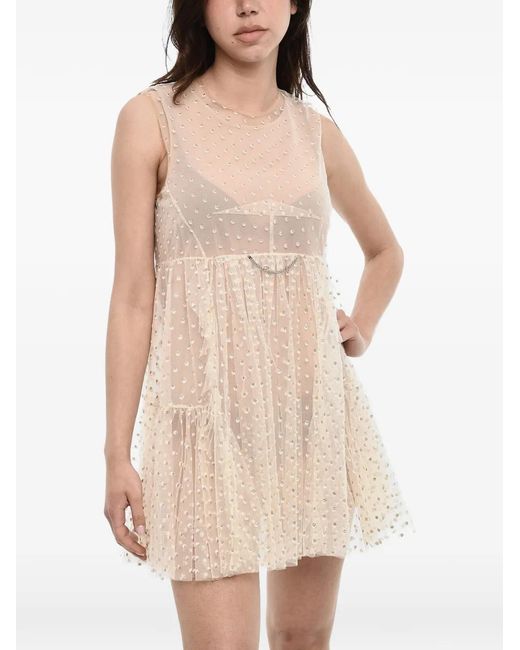 DSquared² Natural Glitter-Embellished Mini Dress